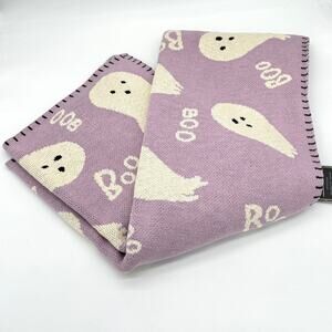 Spooky Night Lavender Purple Boo Ghost Halloween Throw Blanket NEW